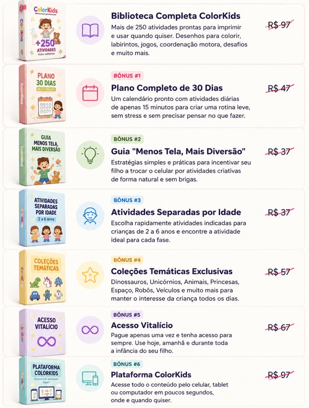 ColorKids Bônus e Benefícios