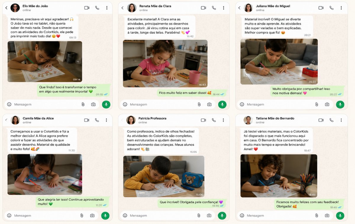Depoimentos de mamães e professoras no WhatsApp